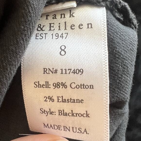 Frank & Eileen Blackstone utility pants Size 8 Washed Black Raw Hem Crop R11 - Picture 9 of 10